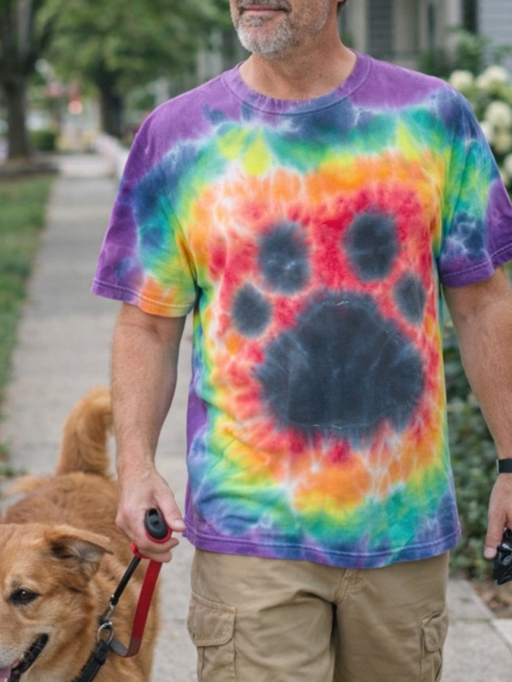 Custom Tie-Dye PAW PRINT Rainbow Top